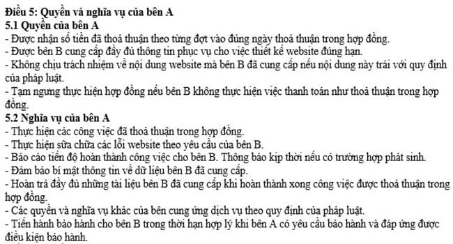 Mẫu hợp đồng web